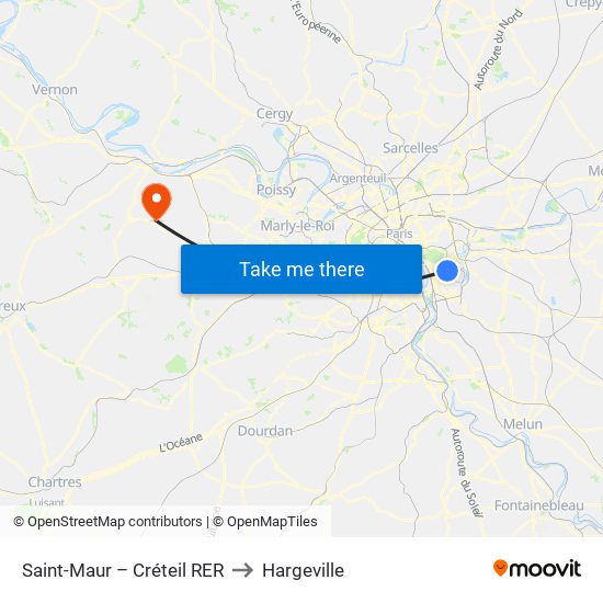 Saint-Maur – Créteil RER to Hargeville map
