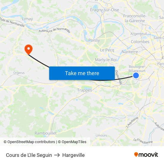 Cours de L'Ile Seguin to Hargeville map