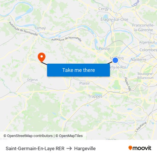 Saint-Germain-En-Laye RER to Hargeville map