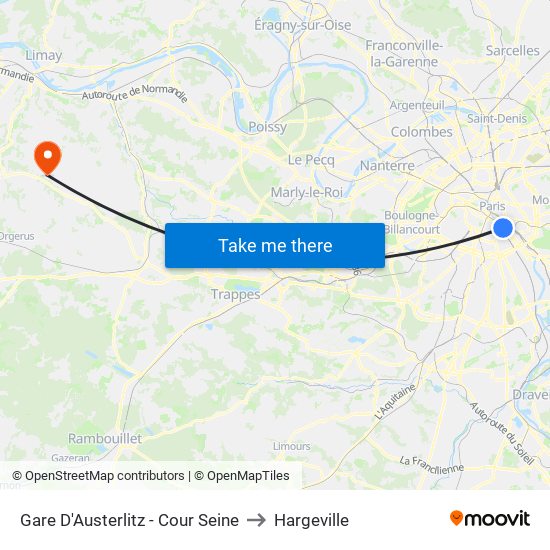 Gare D'Austerlitz - Cour Seine to Hargeville map