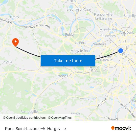 Paris Saint-Lazare to Hargeville map