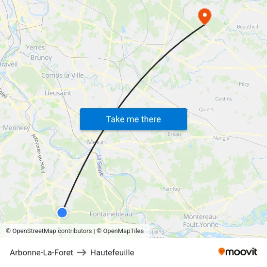 Arbonne-La-Foret to Hautefeuille map