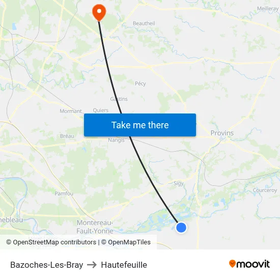 Bazoches-Les-Bray to Hautefeuille map