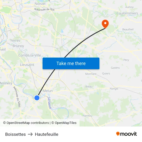 Boissettes to Hautefeuille map