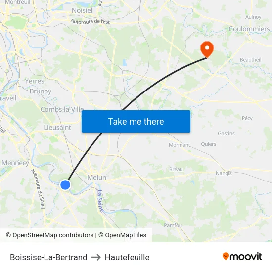 Boissise-La-Bertrand to Hautefeuille map