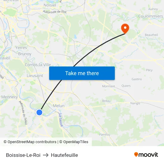 Boissise-Le-Roi to Hautefeuille map