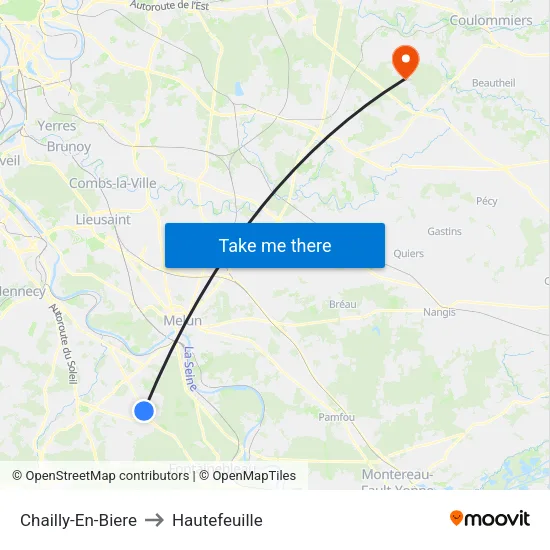 Chailly-En-Biere to Hautefeuille map