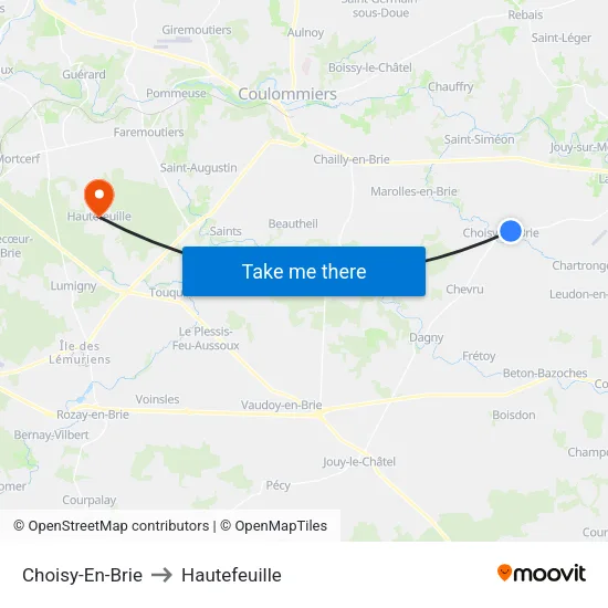 Choisy-En-Brie to Hautefeuille map