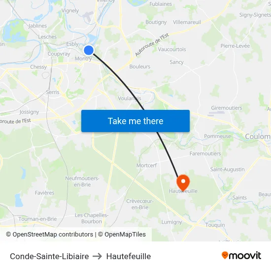 Conde-Sainte-Libiaire to Hautefeuille map