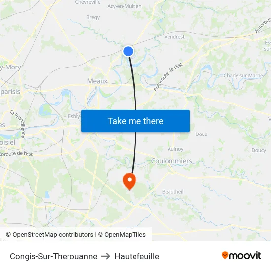 Congis-Sur-Therouanne to Hautefeuille map