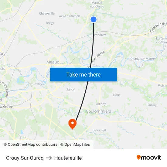 Crouy-Sur-Ourcq to Hautefeuille map