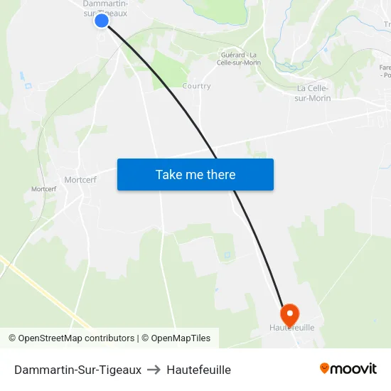 Dammartin-Sur-Tigeaux to Hautefeuille map