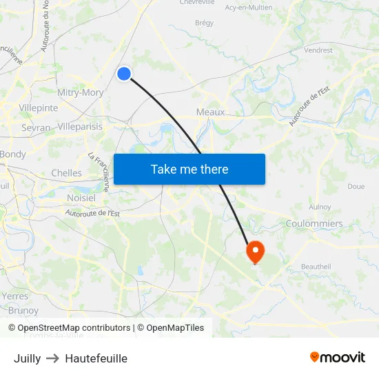 Juilly to Hautefeuille map