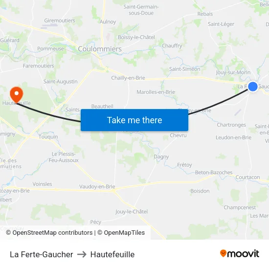 La Ferte-Gaucher to Hautefeuille map