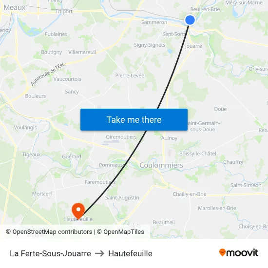 La Ferte-Sous-Jouarre to Hautefeuille map