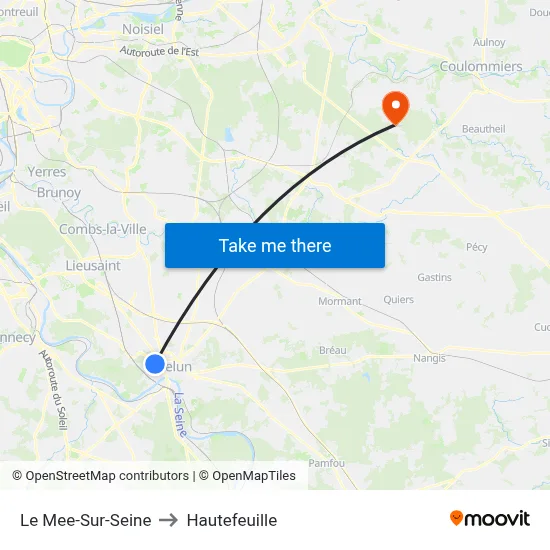 Le Mee-Sur-Seine to Hautefeuille map