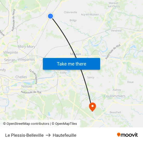 Le Plessis-Belleville to Hautefeuille map
