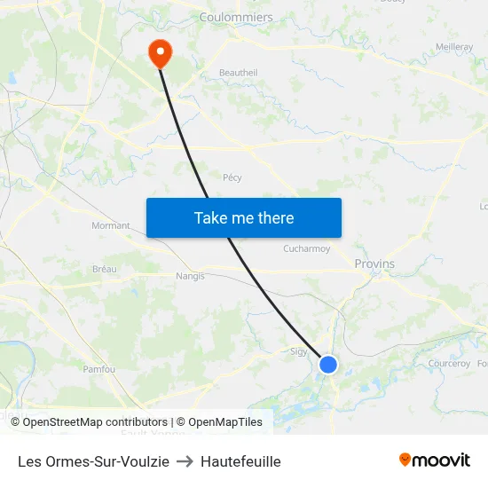 Les Ormes-Sur-Voulzie to Hautefeuille map