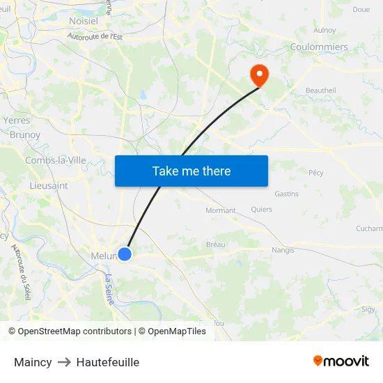 Maincy to Hautefeuille map