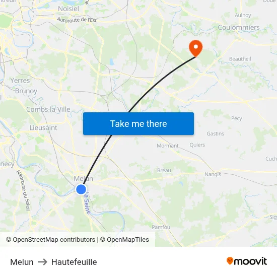 Melun to Hautefeuille map