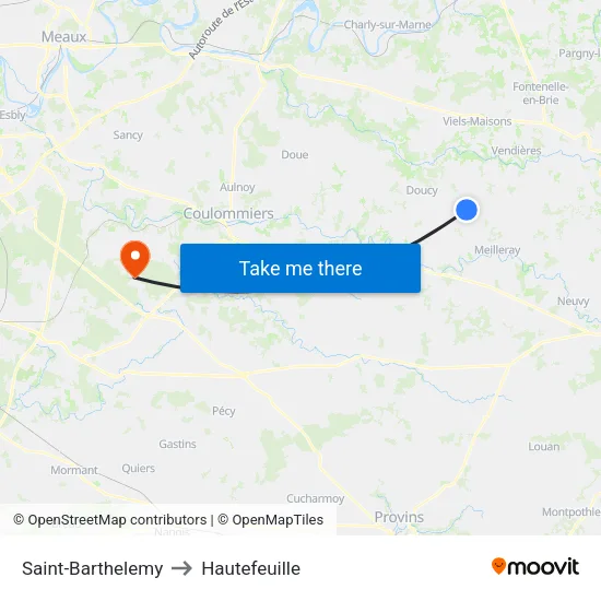 Saint-Barthelemy to Hautefeuille map