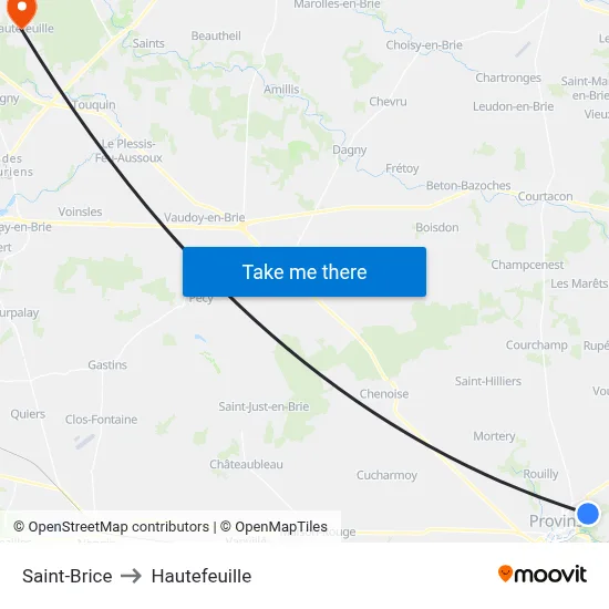 Saint-Brice to Hautefeuille map