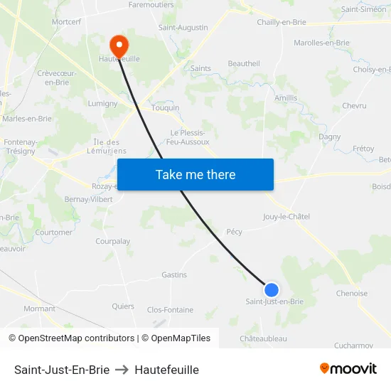 Saint-Just-En-Brie to Hautefeuille map