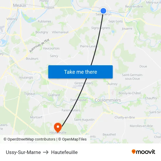 Ussy-Sur-Marne to Hautefeuille map