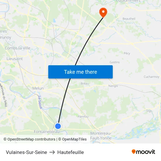 Vulaines-Sur-Seine to Hautefeuille map