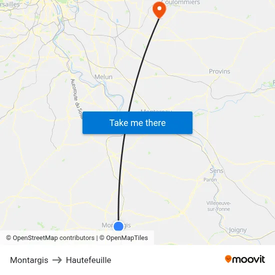 Montargis to Hautefeuille map
