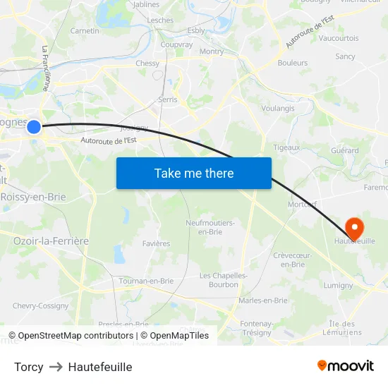 Torcy to Hautefeuille map