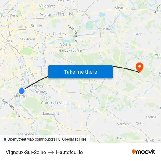Vigneux-Sur-Seine to Hautefeuille map