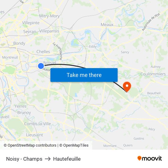 Noisy - Champs to Hautefeuille map