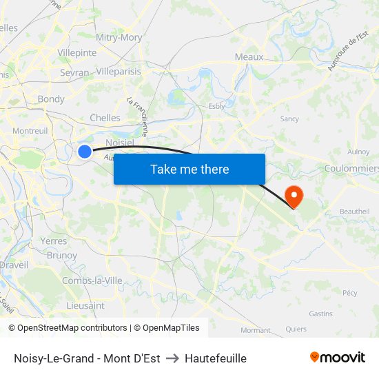 Noisy-Le-Grand - Mont D'Est to Hautefeuille map