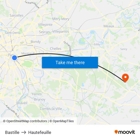Bastille to Hautefeuille map