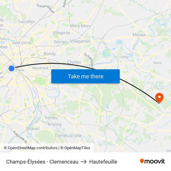 Champs-Élysées - Clemenceau to Hautefeuille map