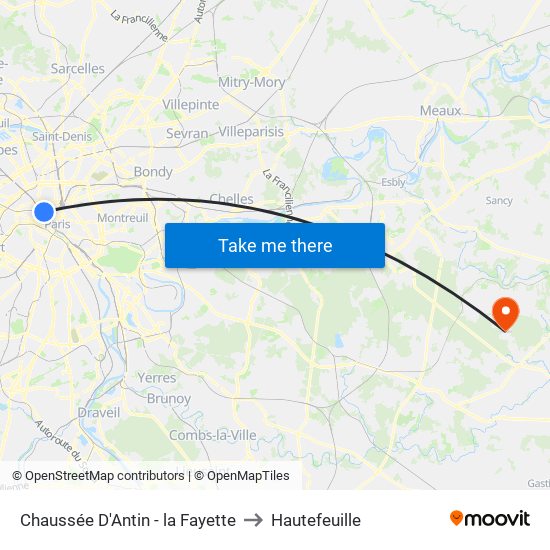 Chaussée D'Antin - la Fayette to Hautefeuille map
