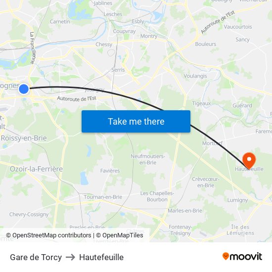 Gare de Torcy to Hautefeuille map