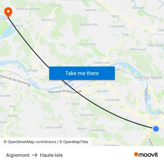 Aigremont to Haute-Isle map
