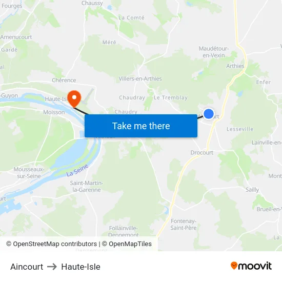 Aincourt to Haute-Isle map