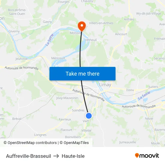 Auffreville-Brasseuil to Haute-Isle map
