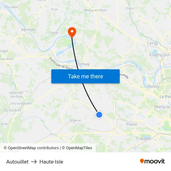 Autouillet to Haute-Isle map
