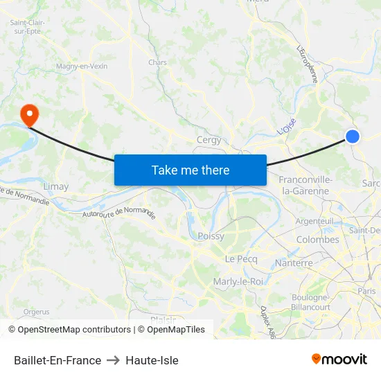 Baillet-En-France to Haute-Isle map