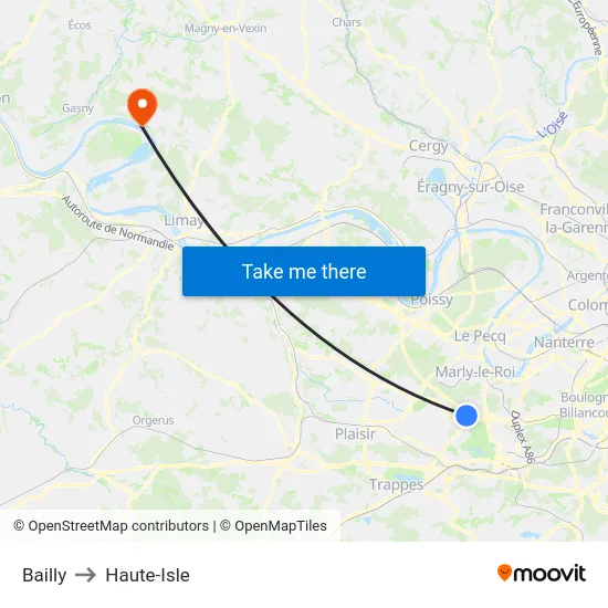 Bailly to Haute-Isle map