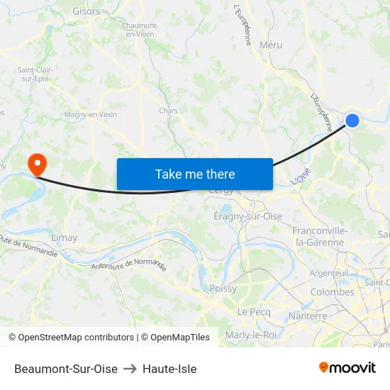 Beaumont-Sur-Oise to Haute-Isle map