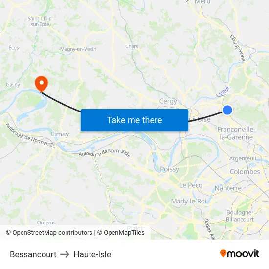 Bessancourt to Haute-Isle map
