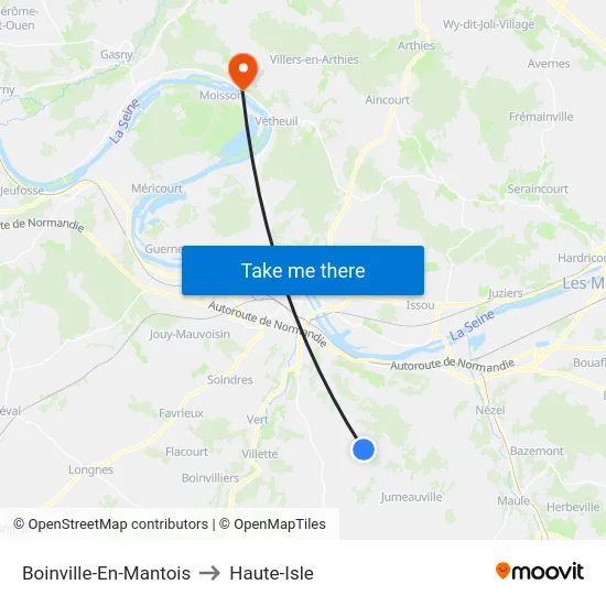 Boinville-En-Mantois to Haute-Isle map