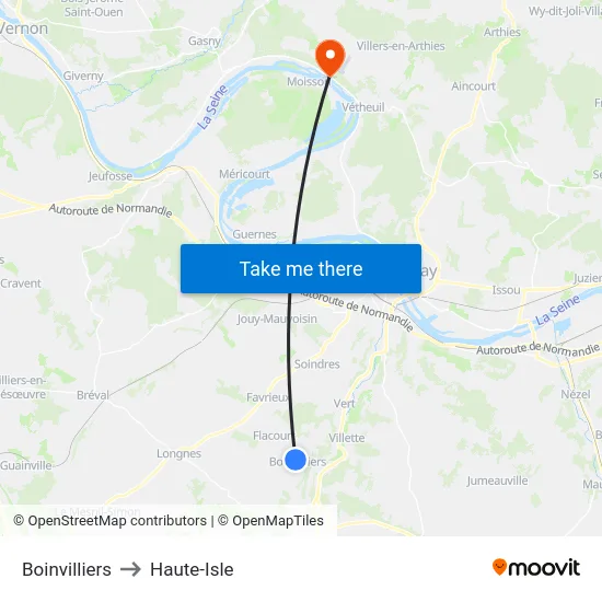 Boinvilliers to Haute-Isle map
