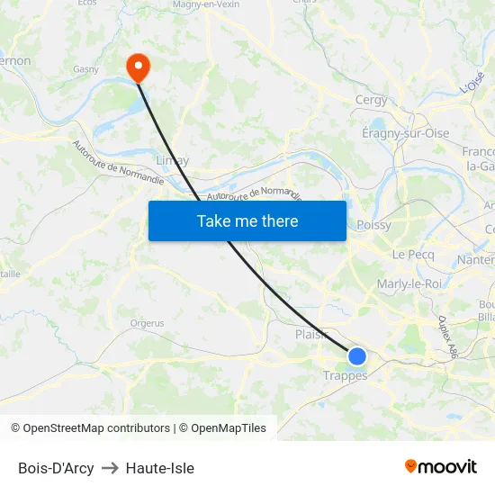 Bois-D'Arcy to Haute-Isle map