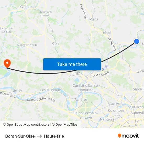 Boran-Sur-Oise to Haute-Isle map
